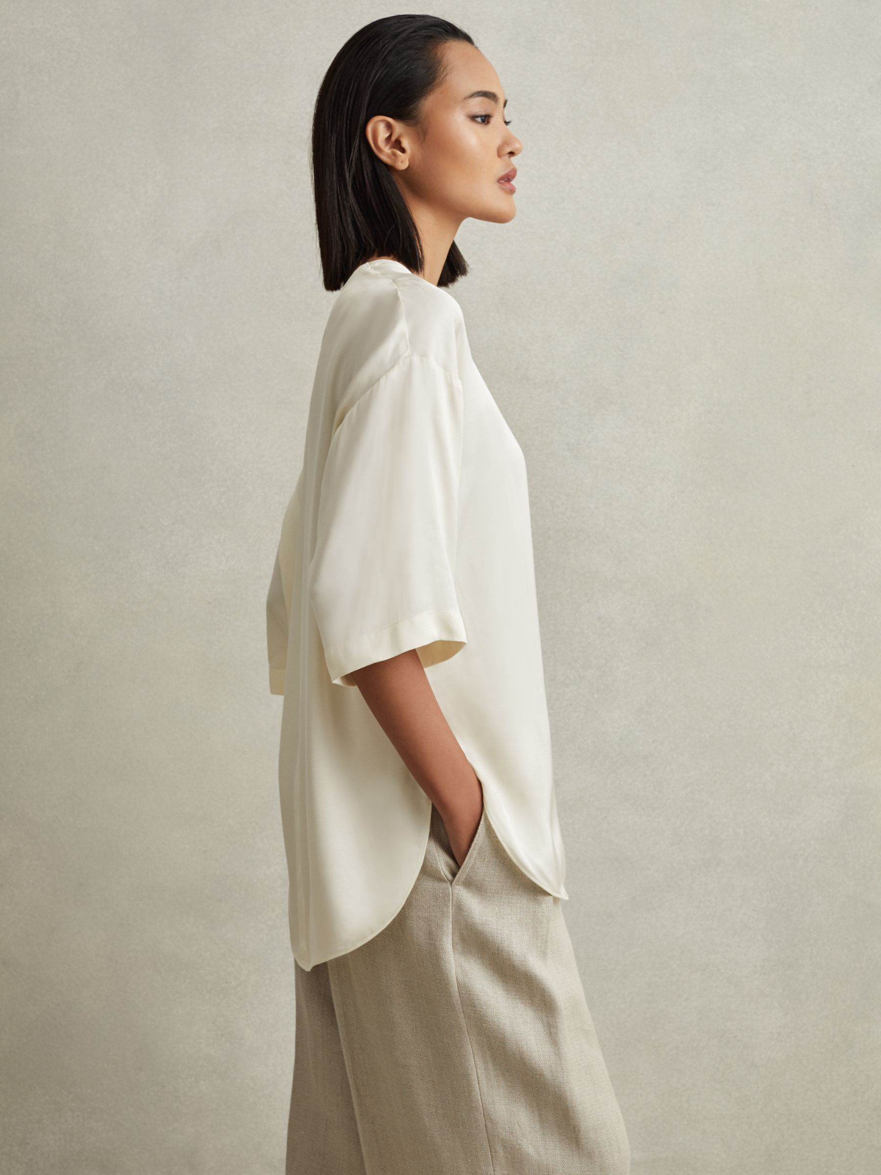 Buy Reiss Anya Relaxed Satin Blouse Online at johnlewis.com