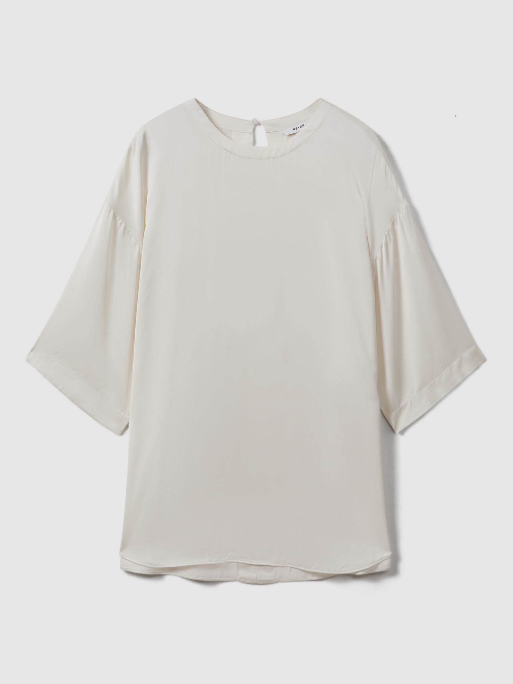 Reiss Anya Relaxed Satin Blouse, Ivory, 6