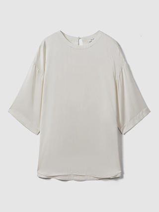 Reiss Anya Relaxed Satin Blouse, Ivory