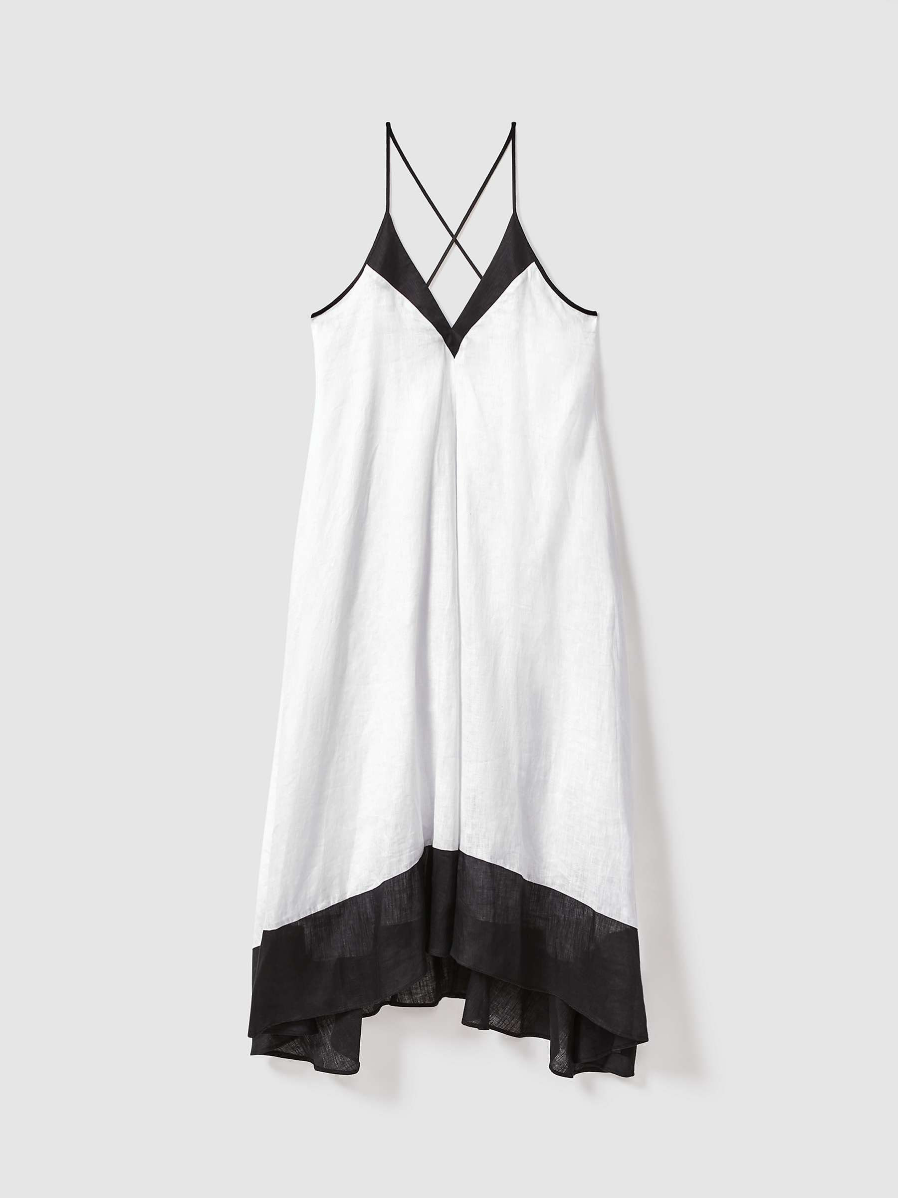 Buy Reiss Stevie Linen Maxi Dress, Black/White Online at johnlewis.com