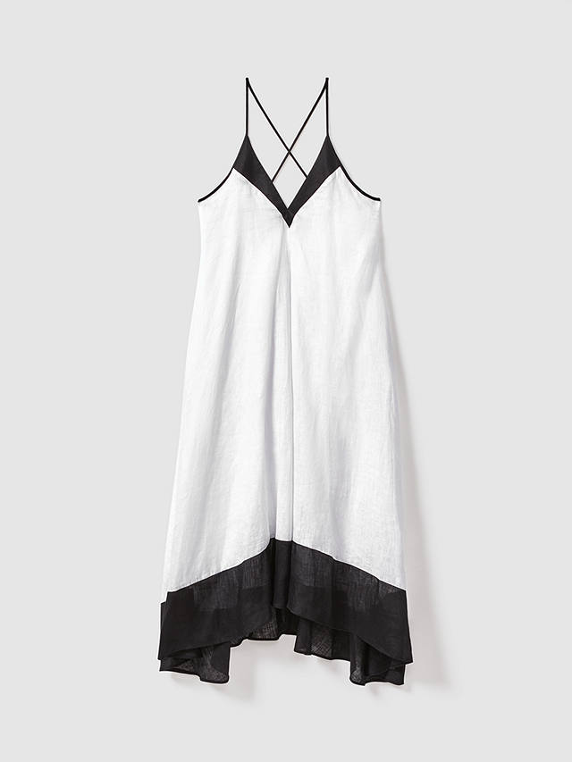 Reiss Stevie Linen Maxi Dress, Black/White