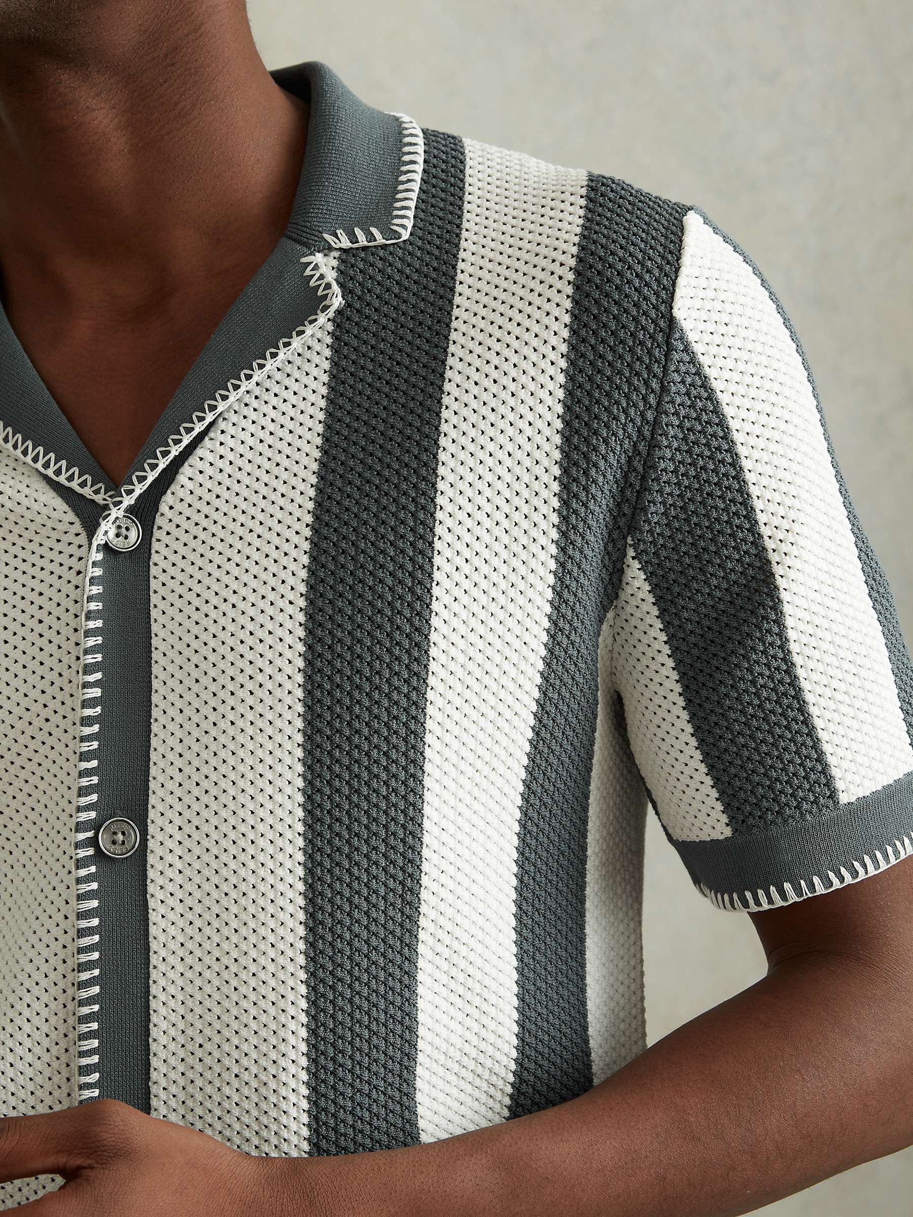 Buy Reiss Naxos Knitted Stripe Shirt Online at johnlewis.com