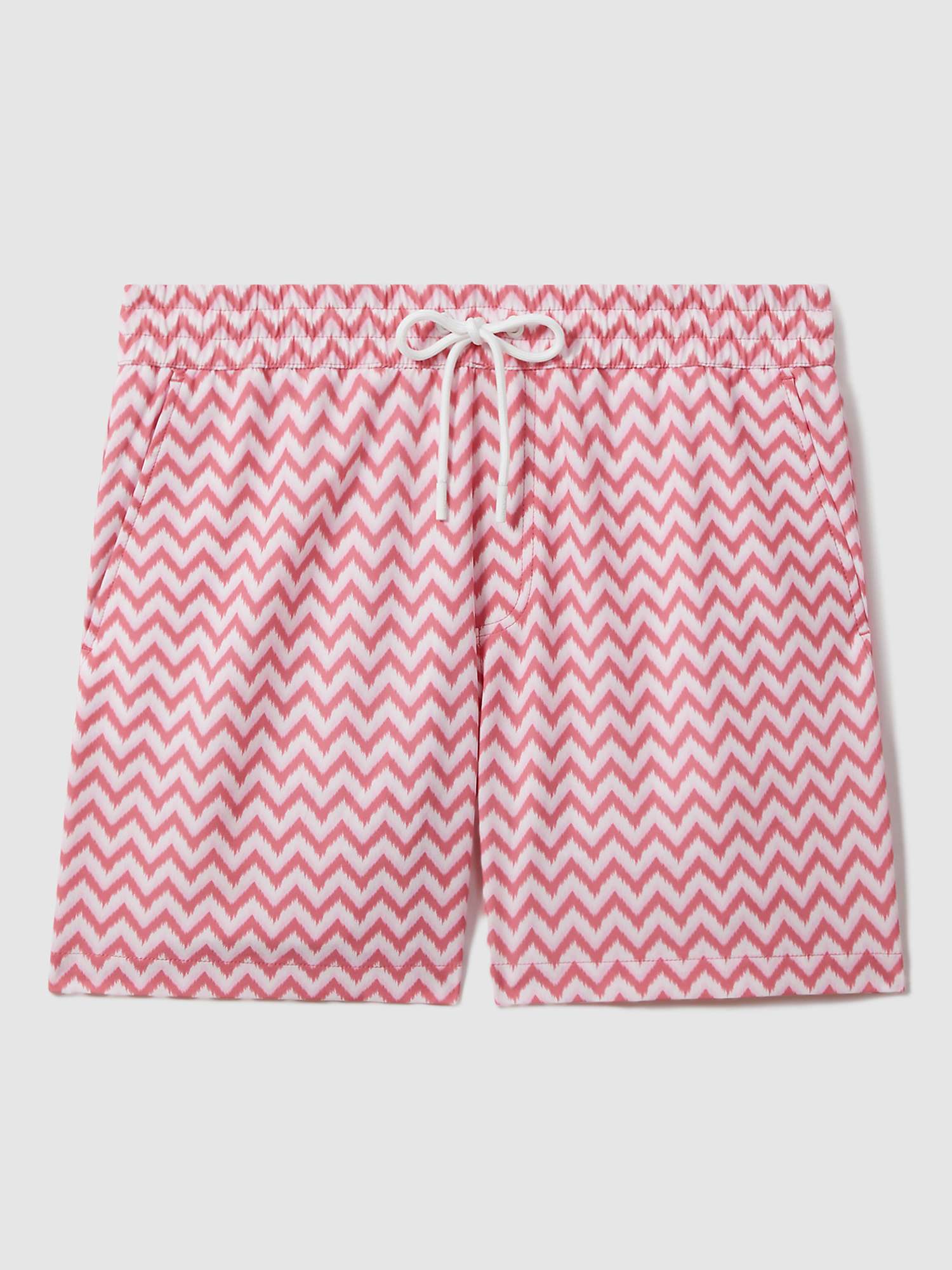 Buy Reiss Cable Geometric Print Drawstring Swim Shorts, Bright Pink Online at johnlewis.com