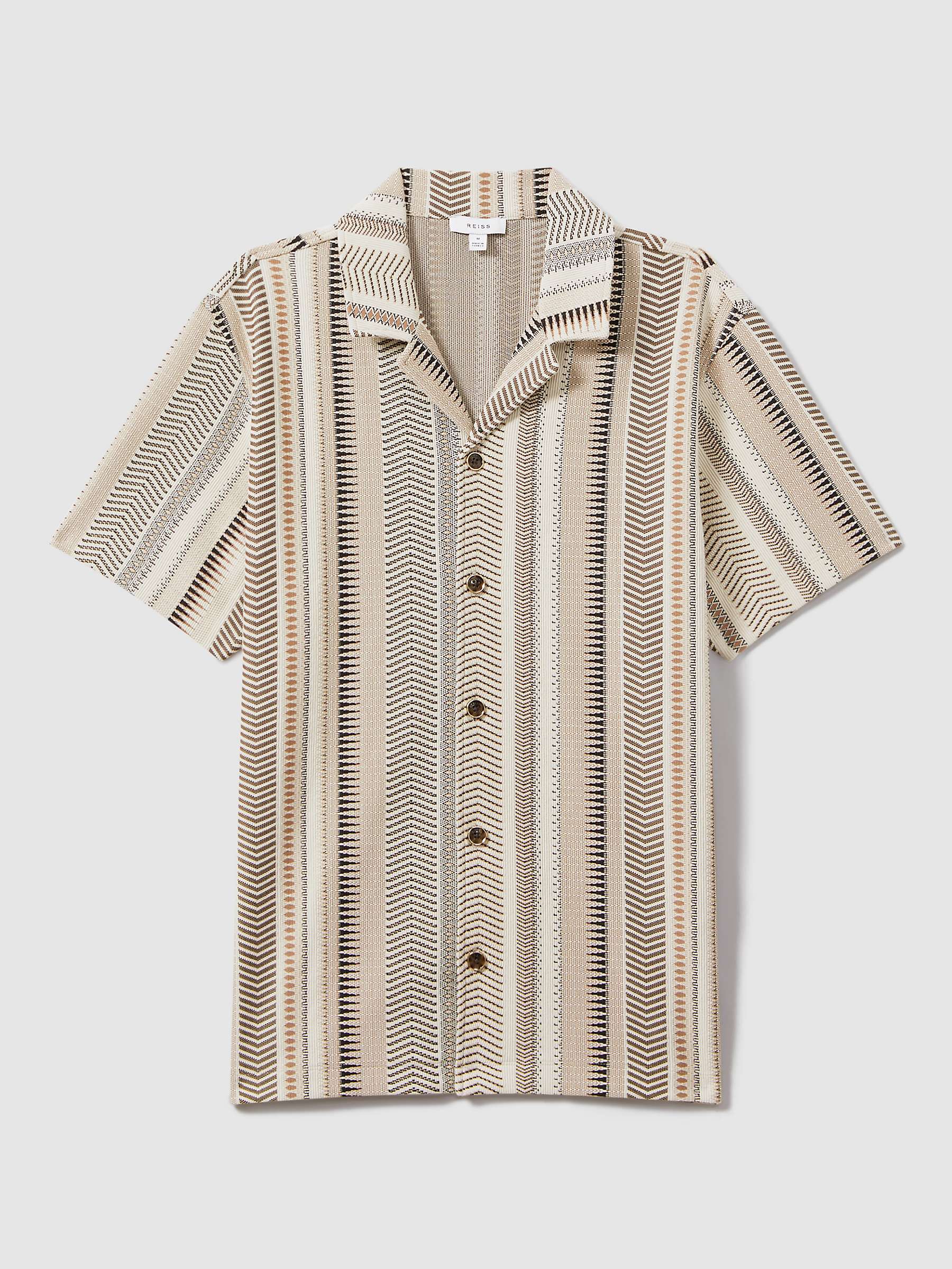 Buy Reiss Archer Aztec Stripe Cuban Collar Shirt, Ecru/Multi Online at johnlewis.com