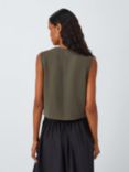 Theory Shell Button Sleeveless Top, Dark Olive