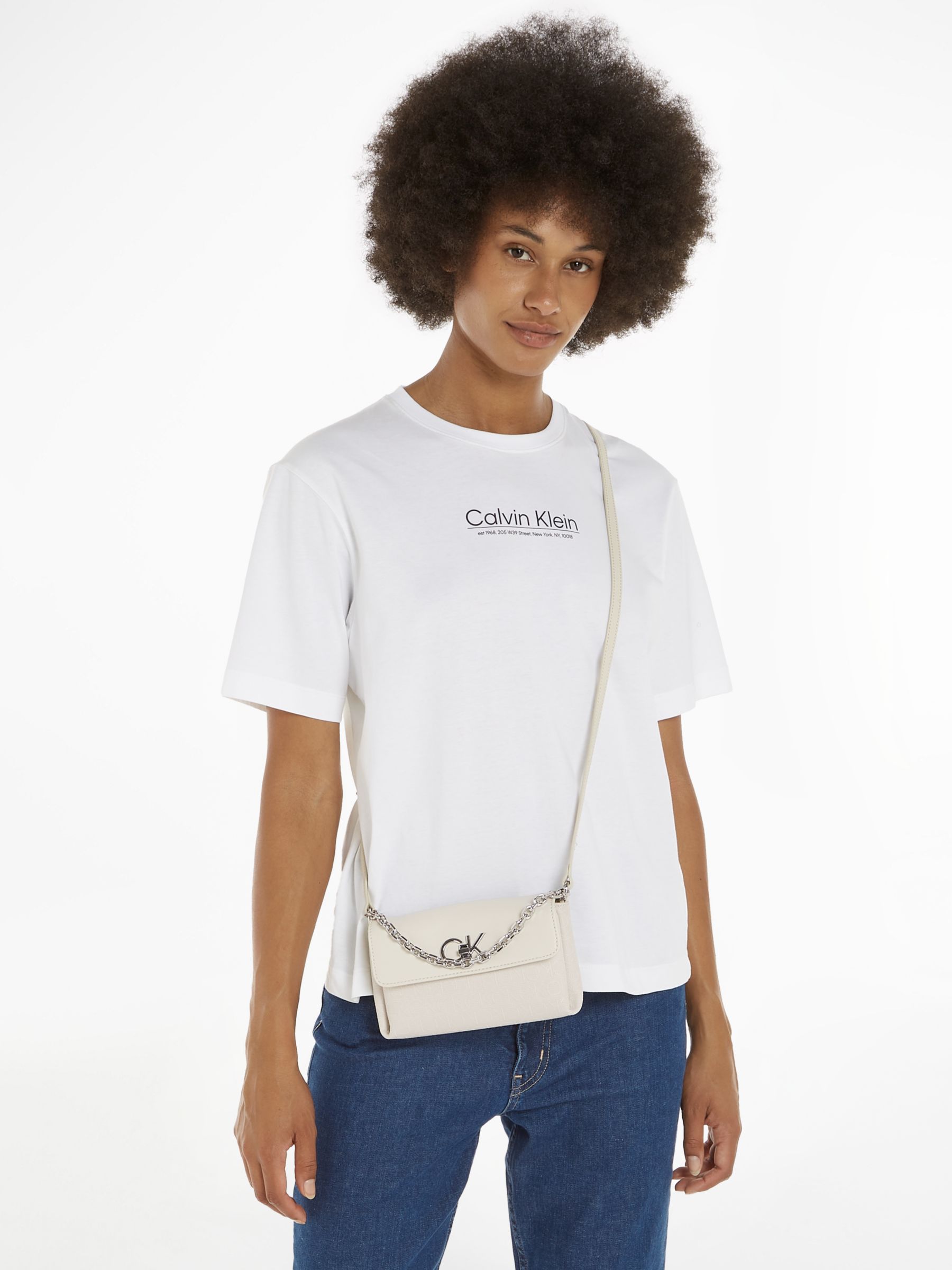 Calvin Klein Mini Jacquard Weave Crossbody Bag, Ecru, One Size