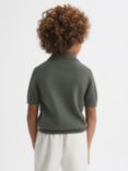 Reiss Kids' Burnham Half Zip Textured Polo Shirt