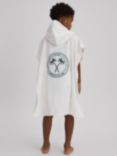 Reiss Kids' Afar Towelling Texture Hooded Poncho, White