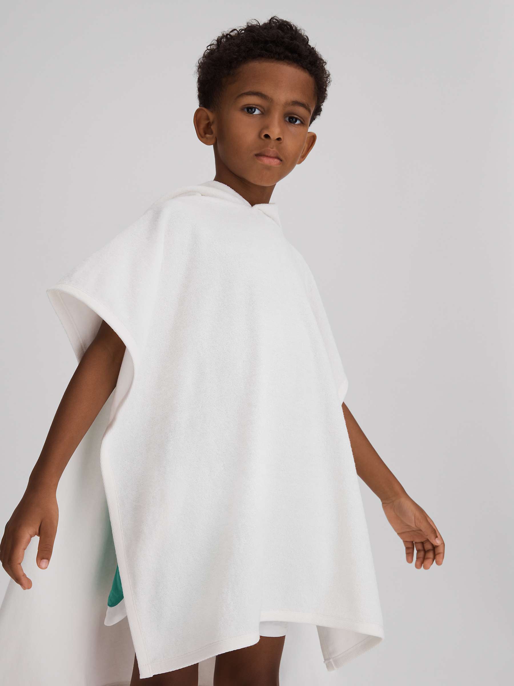 Buy Reiss Kids' Afar Towelling Texture Hooded Poncho, White Online at johnlewis.com