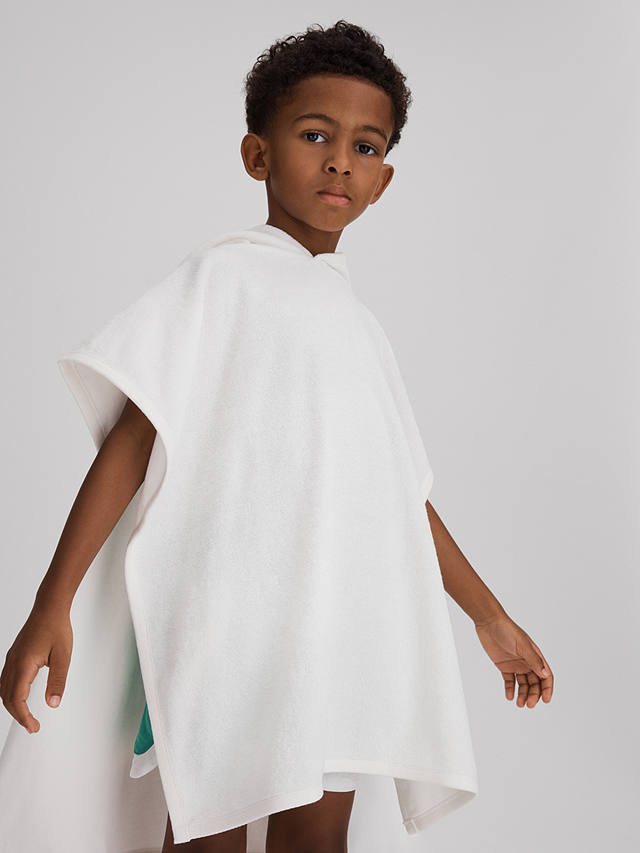 Reiss Kids' Afar Towelling Texture Hooded Poncho, White