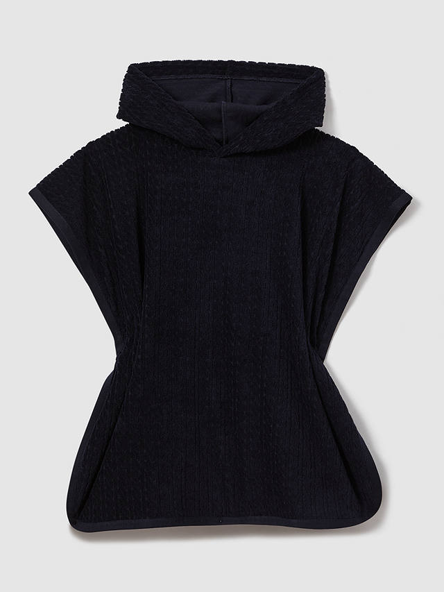 Reiss Kids' Shine Textured Towelling Hooded Poncho, Navy