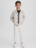 Reiss Kids' Cadiz Linen Bomber Jacket, Stone