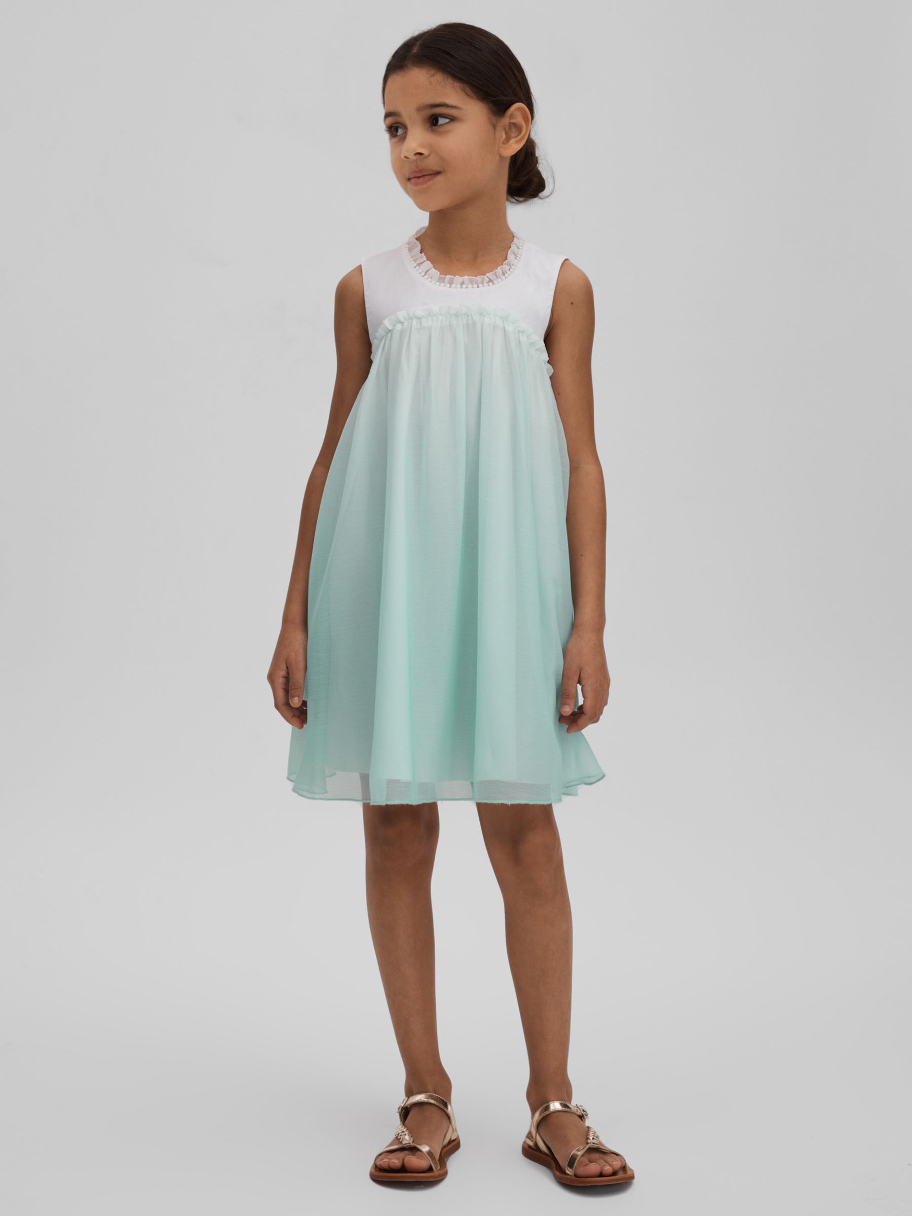 Reiss Kids' Coco Ombre Tulle Tired Dress, Blue, 4-5 years