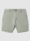 Reiss Kids' Wicket Cotton Blend Casual Chino Shorts, Pistachio