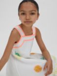 Reiss Kids' Arabella Citrus Embroidery Linen Blend Dress, Ivory/Multi