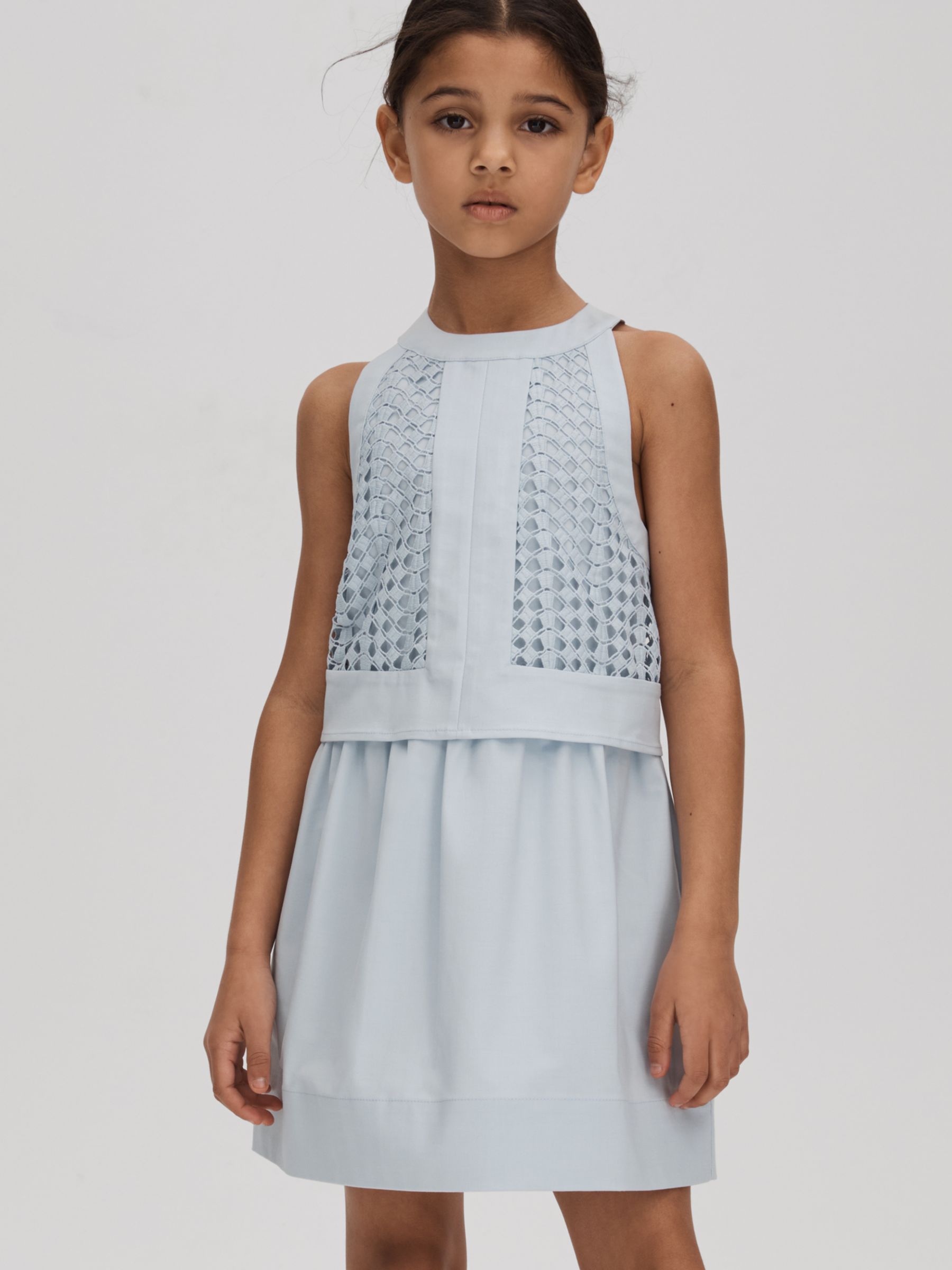 Buy Reiss Kids' Eden Embroidered Halter Neck Dress, Blue Online at johnlewis.com
