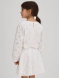 Reiss Kids' Nella Broderie Anglaise Blouse, White