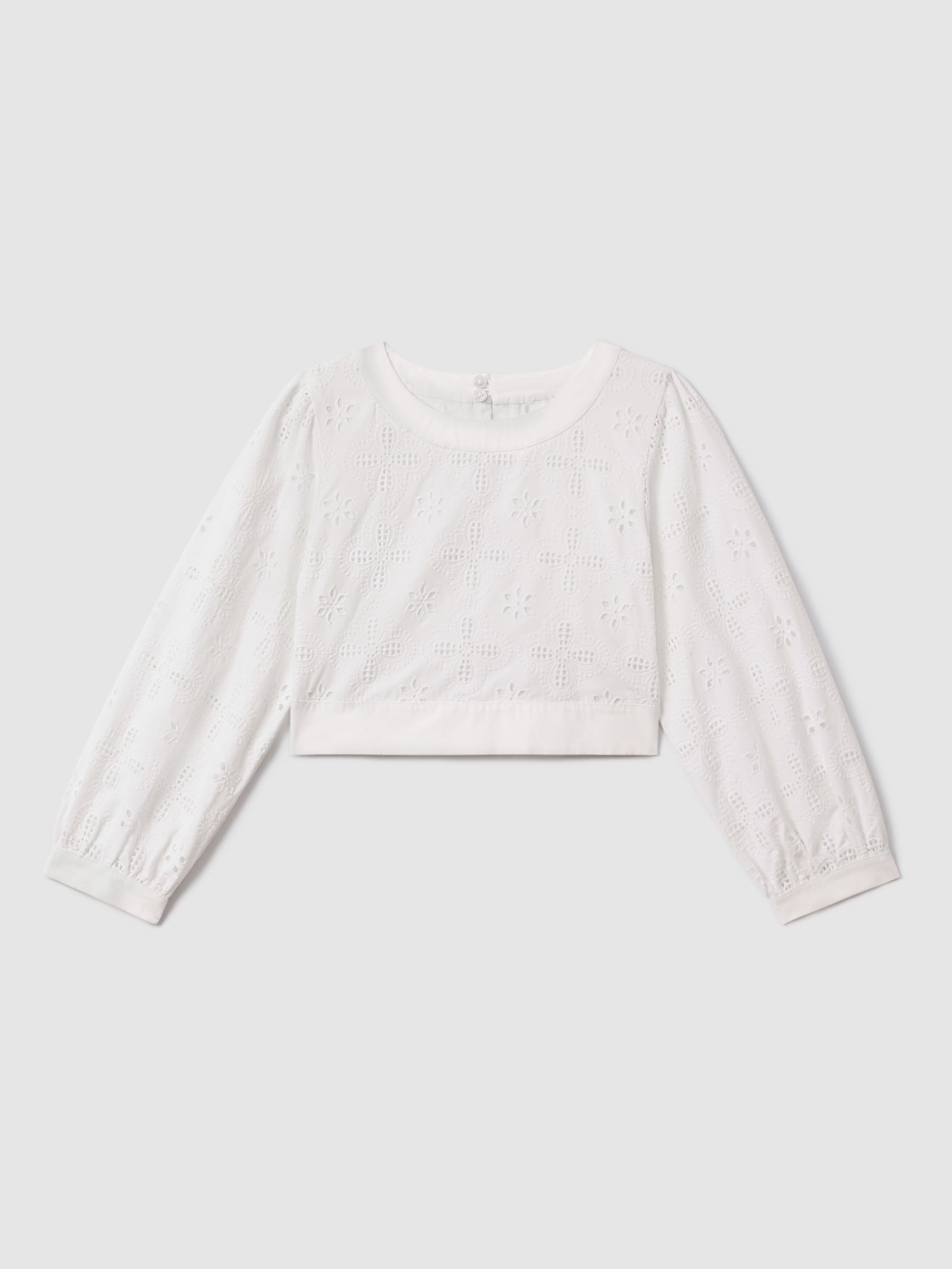 Reiss Kids' Nella Broderie Anglaise Blouse, Ivory, 7-8 years