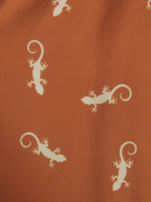 Reiss Kids' Cammy Gecko Print Swim Shorts, Orange/White
