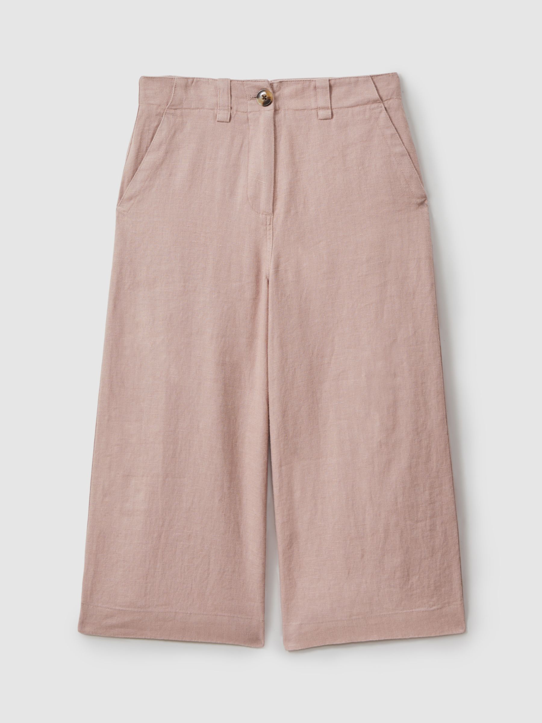 Reiss Kids' Dani Linen Trousers, Pink, 4-5 years
