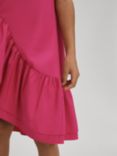 Reiss Kids' Voluminous Ruffle Swing Dress, Bright Pink