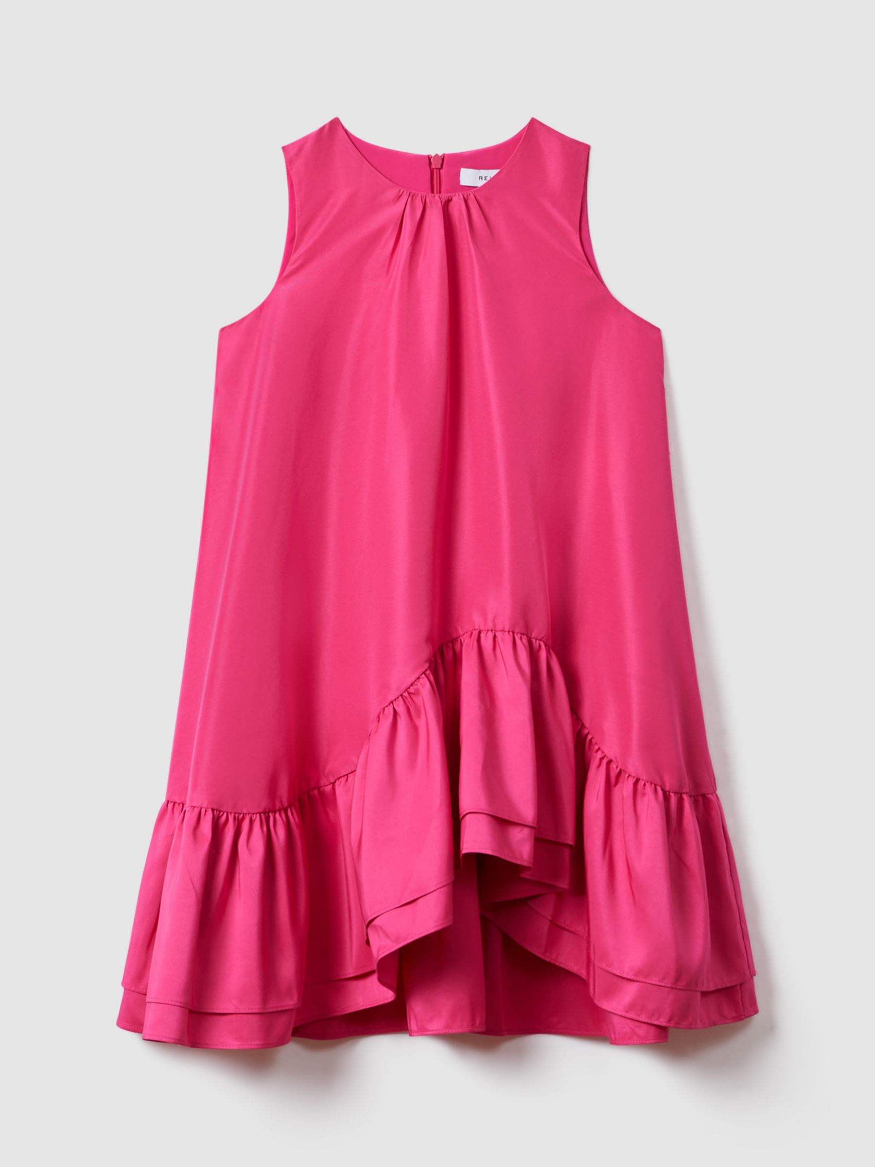 Buy Reiss Kids' Voluminous Ruffle Swing Dress, Bright Pink Online at johnlewis.com