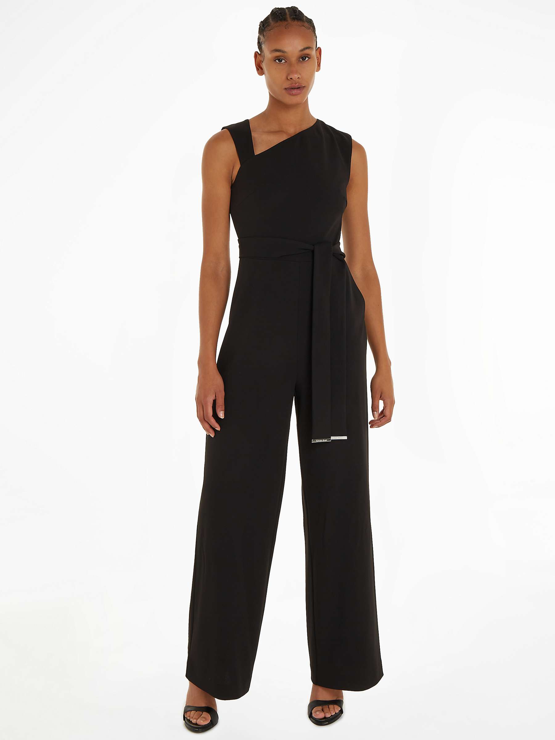 Buy Calvin Klein Cutout Back Crepe Jumpsuit, Black Online at johnlewis.com