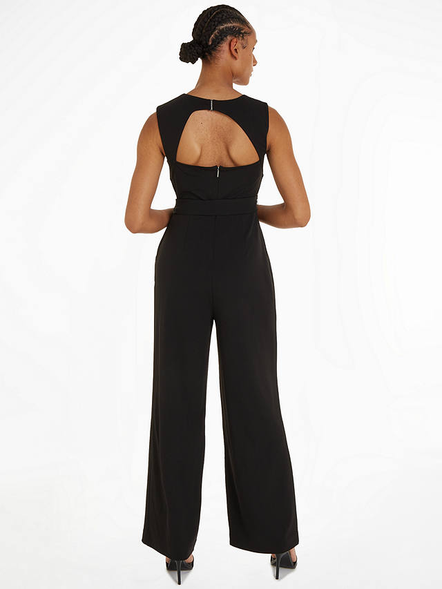 Calvin Klein Cutout Back Crepe Jumpsuit, Black