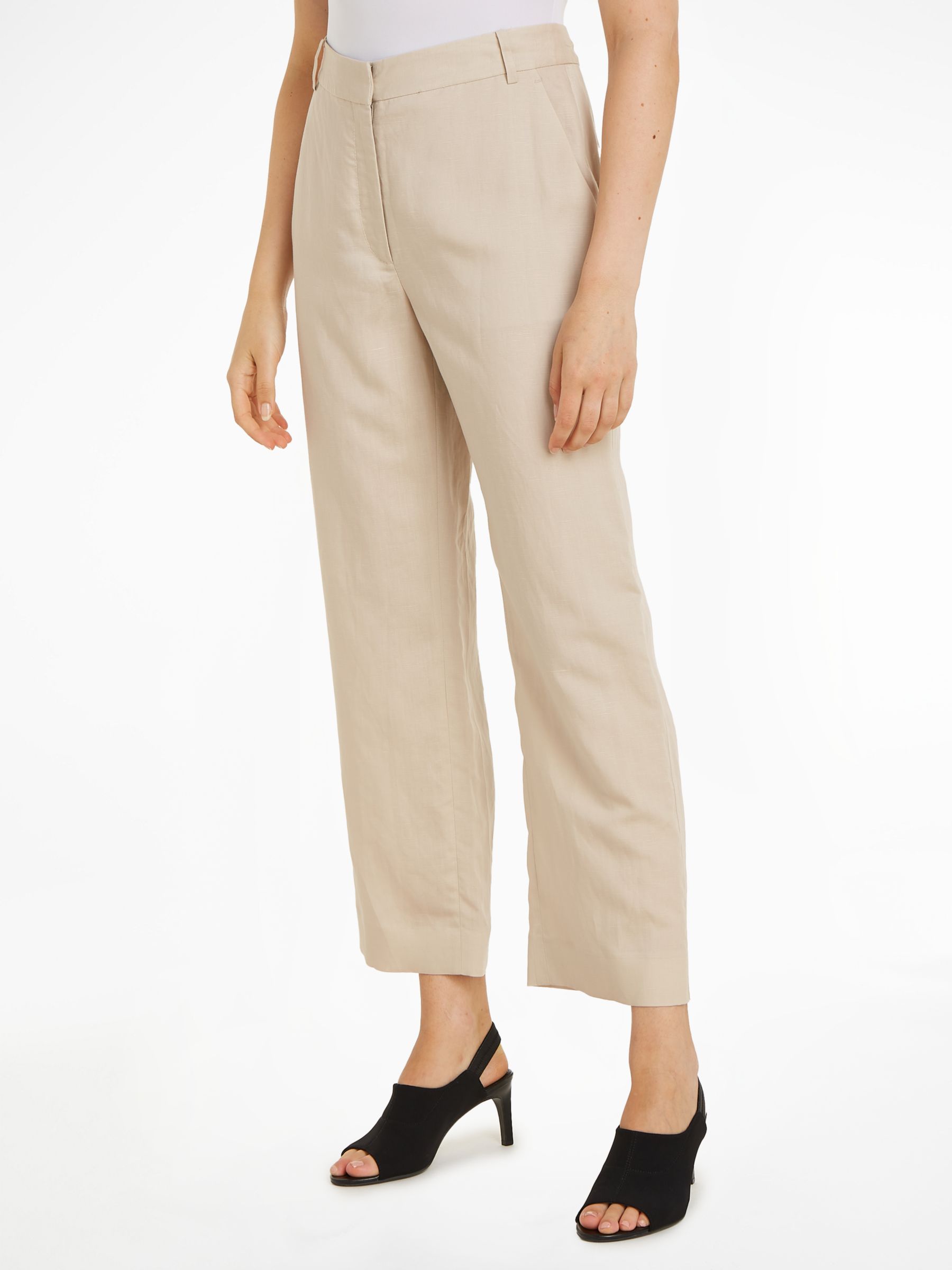 Calvin Klein Straight Cropped Trousers, Peyote, 8
