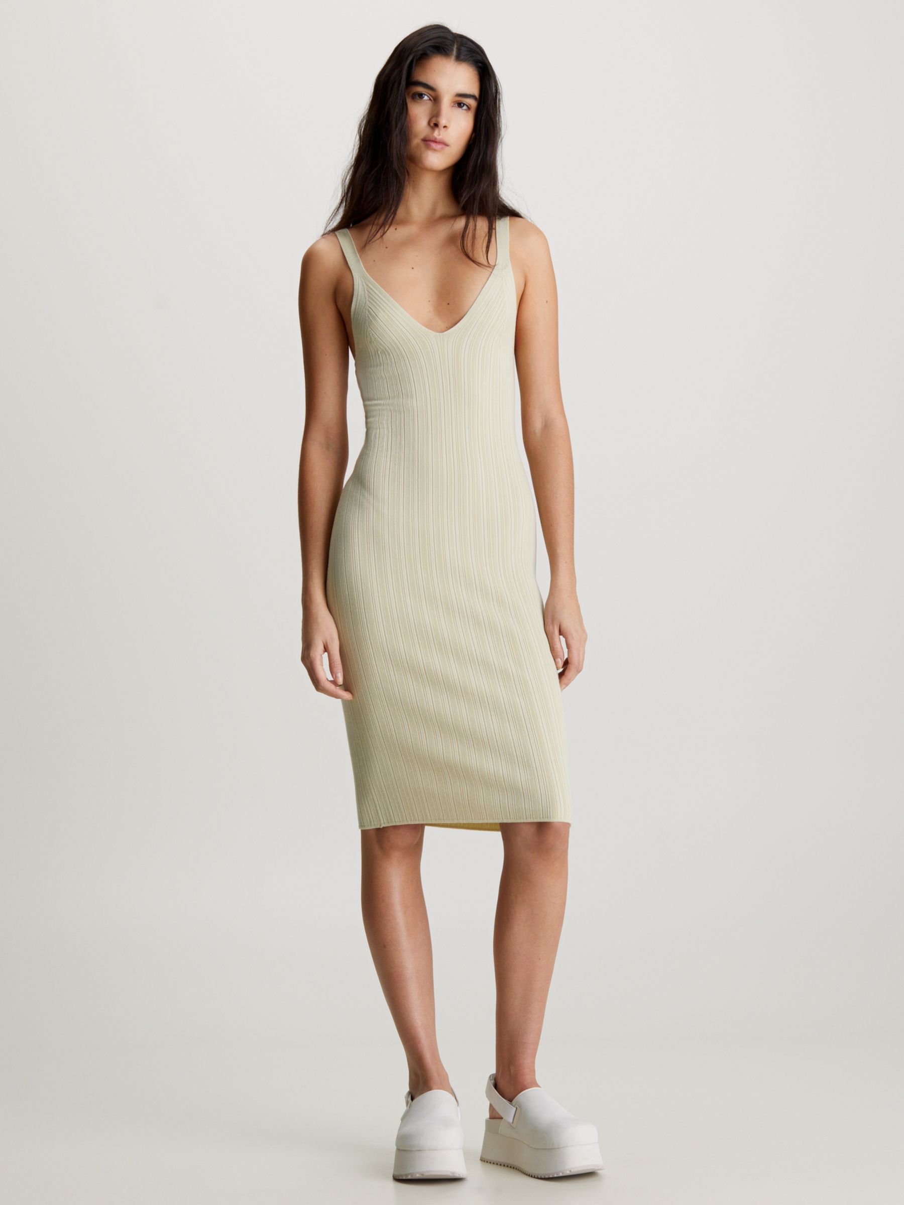 Calvin Klein Knitted Jumper Dress, Green Haze, L