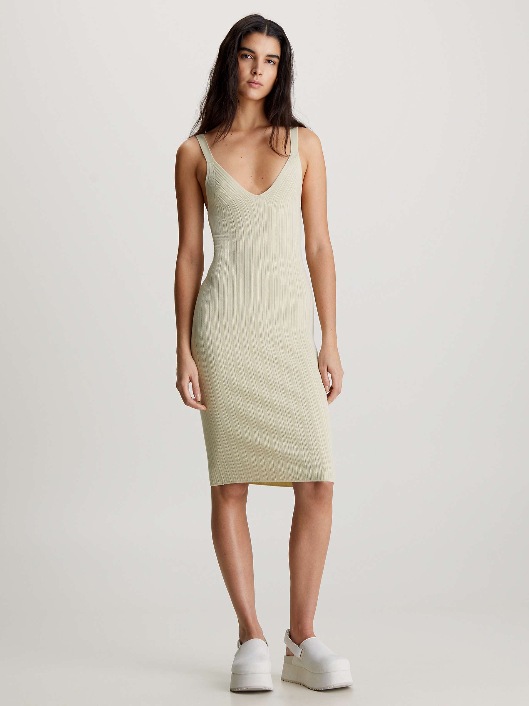 Buy Calvin Klein Knitted Jumper Dress, Green Haze Online at johnlewis.com