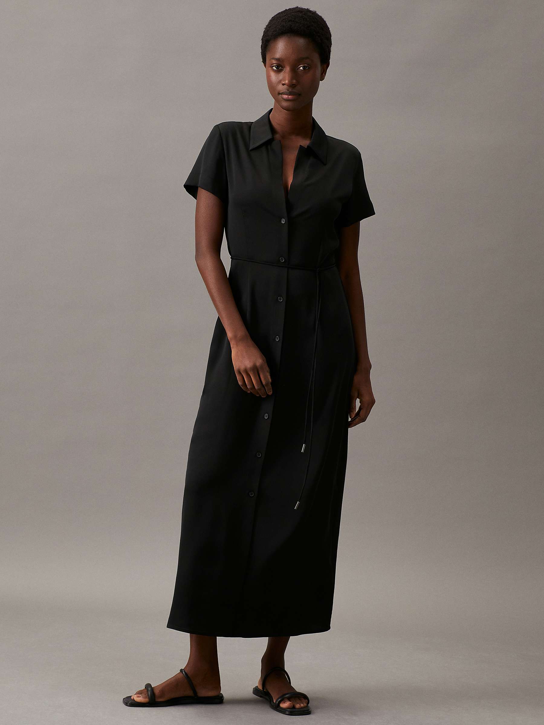Buy Calvin Klein Maxi Shirt Dress, Black Online at johnlewis.com