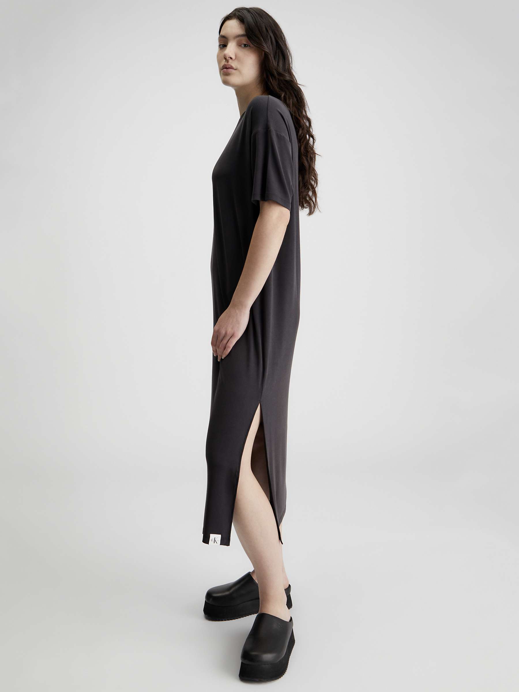 Buy Calvin Klein Modal Long T-shirt Dress, Ck Black Online at johnlewis.com