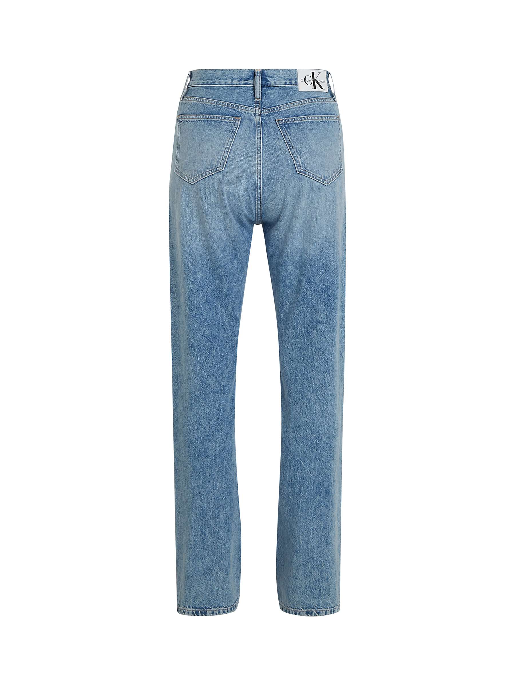 Buy Calvin Klein High Rise Straight Leg Jeans, Light Blue Online at johnlewis.com