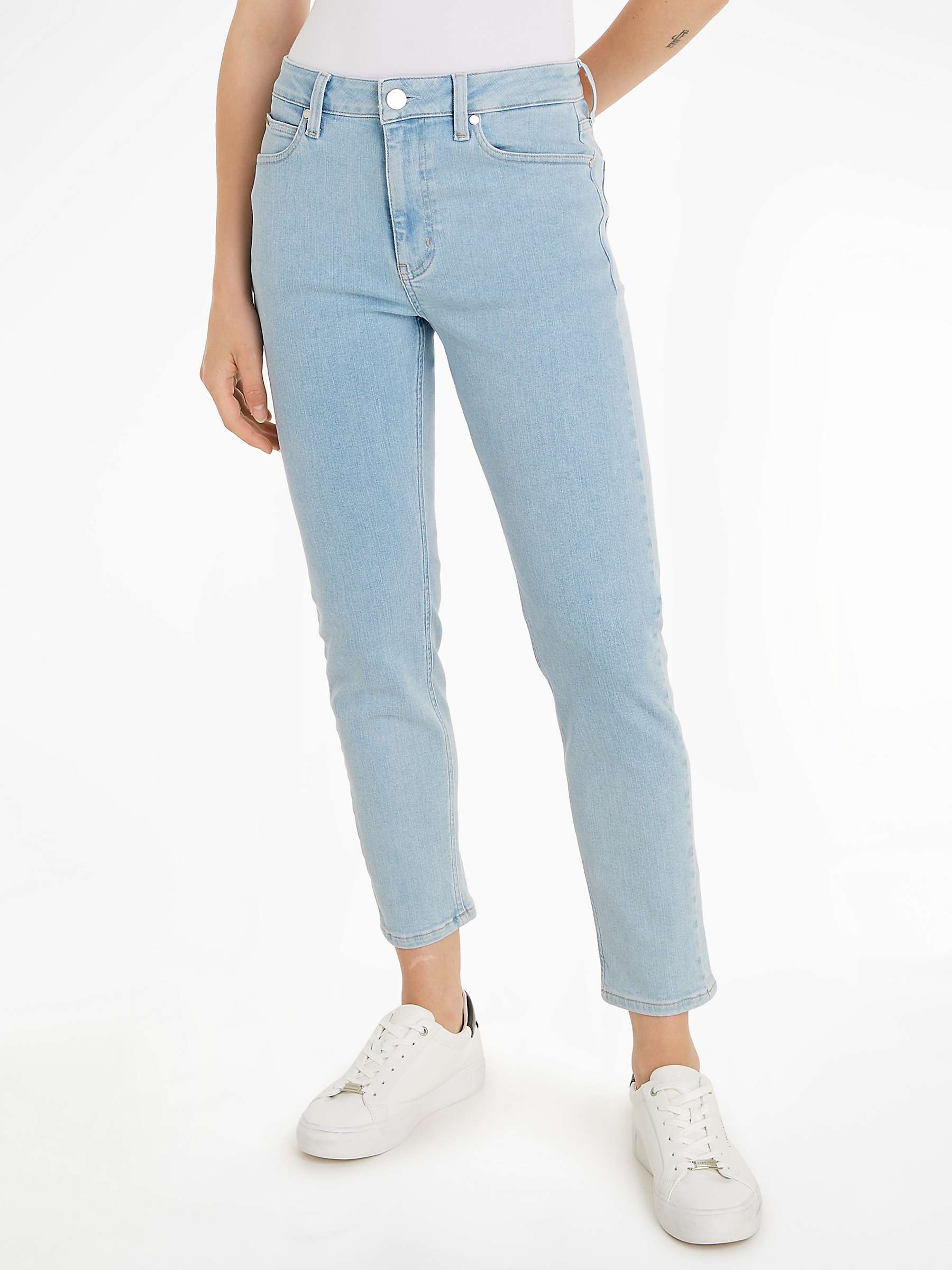 Buy Calvin Klein Mid Rise Slim Leg Ankle Jeans, Light Blue Online at johnlewis.com