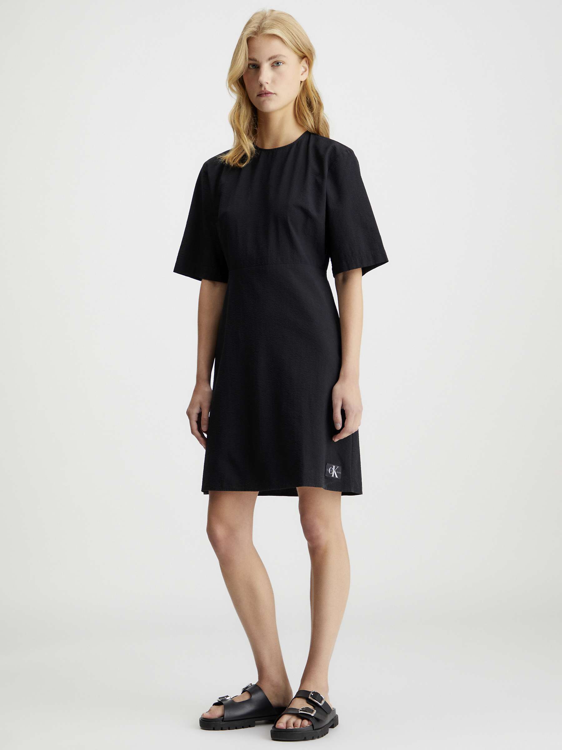 Buy Calvin Klein Open Back Cotton Dress, Black Online at johnlewis.com