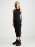 Calvin Klein Ribbed Cotton Blend Midi Dress, Ck Black