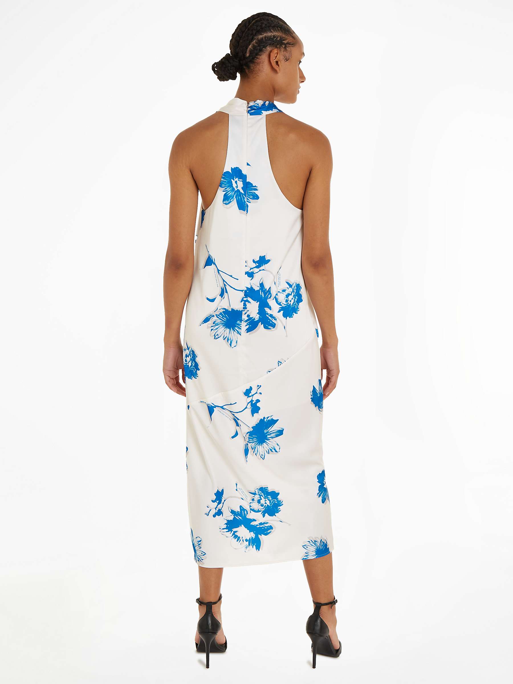 Buy Calvin Klein Shiny Satin Maxi Dress, Floral/Vanilla Ice Online at johnlewis.com