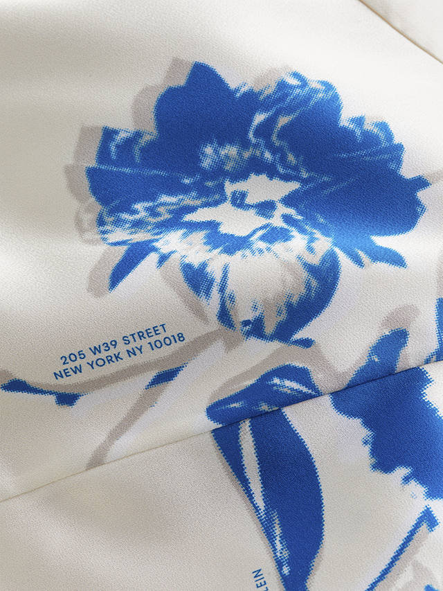 Calvin Klein Shiny Satin Maxi Dress, Floral/Vanilla Ice