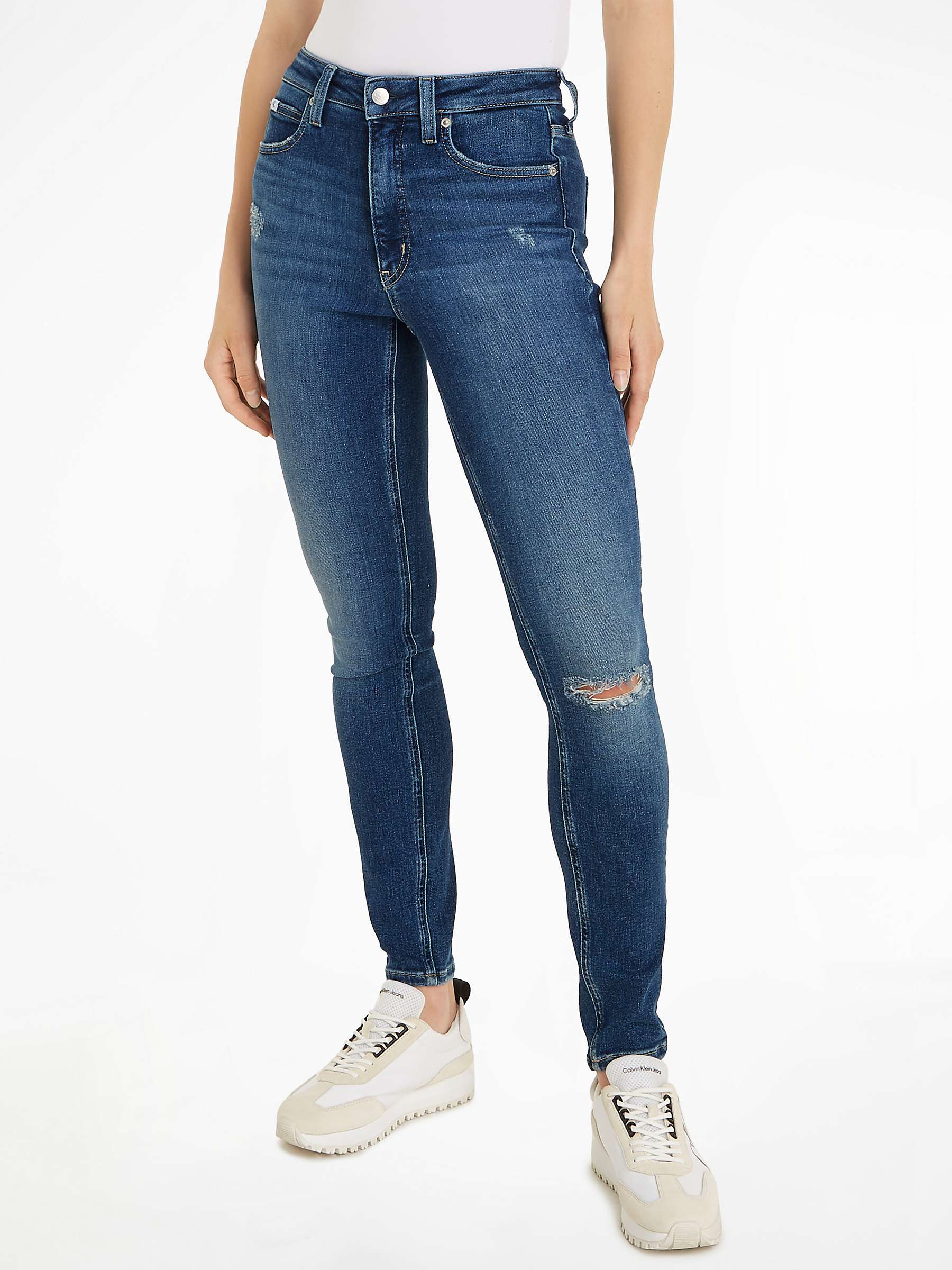 Buy Calvin Klein Cotton Blend Skinny Jeans, Denim Dark Online at johnlewis.com