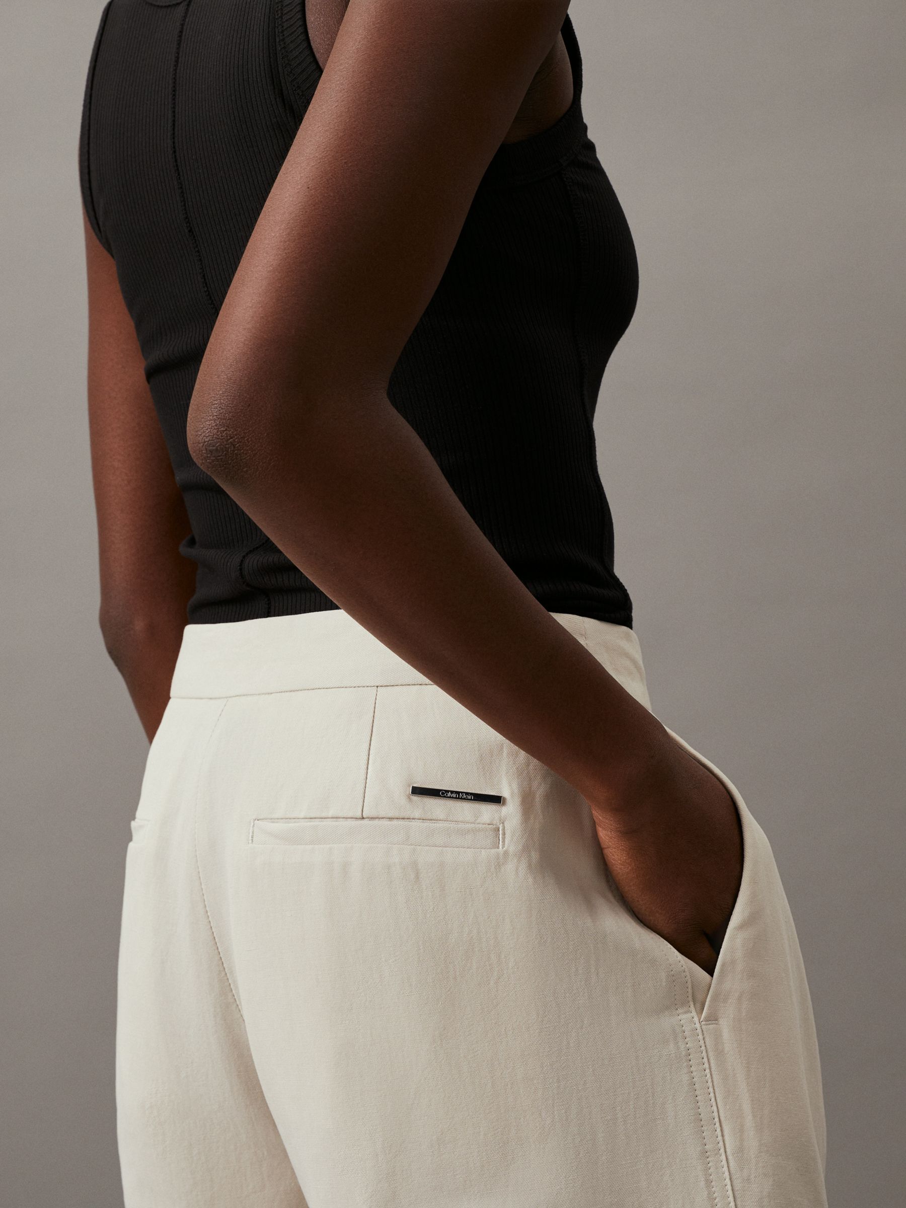 Buy Calvin Klein Linen Tailored Shorts, Peyote Online at johnlewis.com