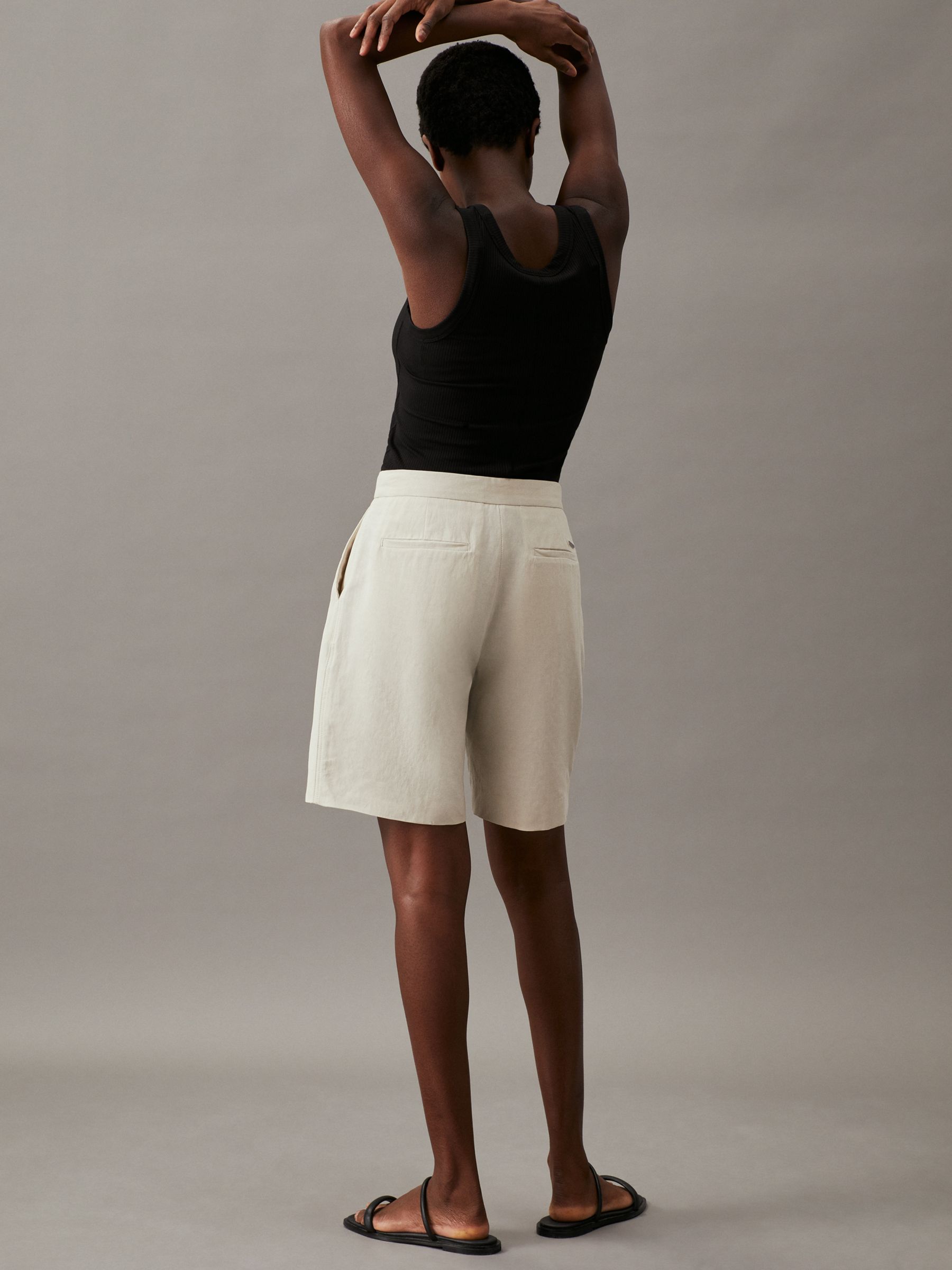 Buy Calvin Klein Linen Tailored Shorts, Peyote Online at johnlewis.com