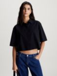 Calvin Klein Open Back Cropped Shirt, Black