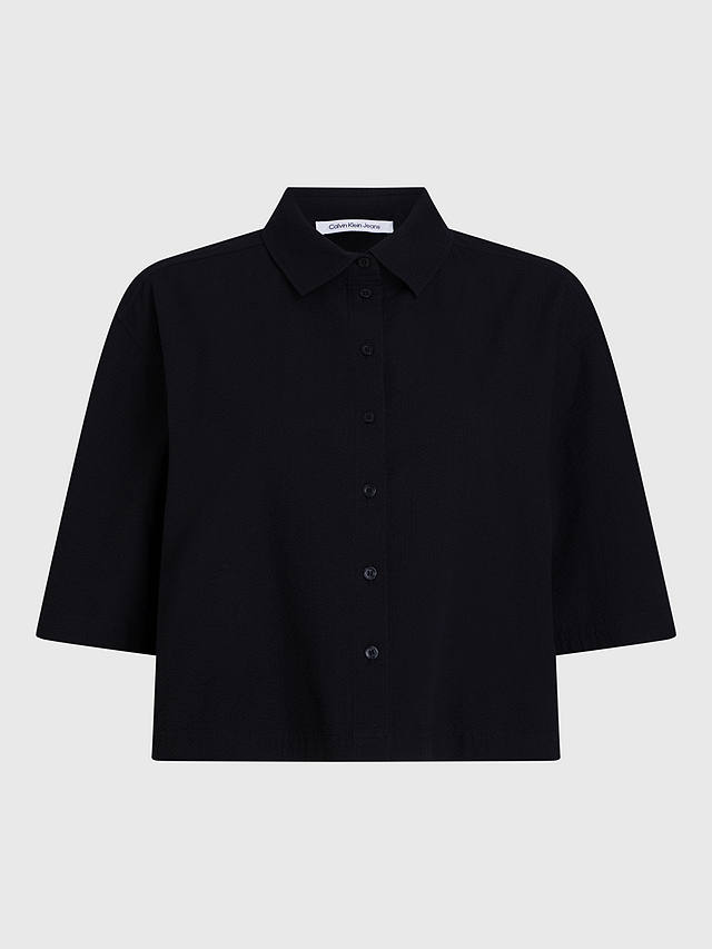 Calvin Klein Open Back Cropped Shirt, Black