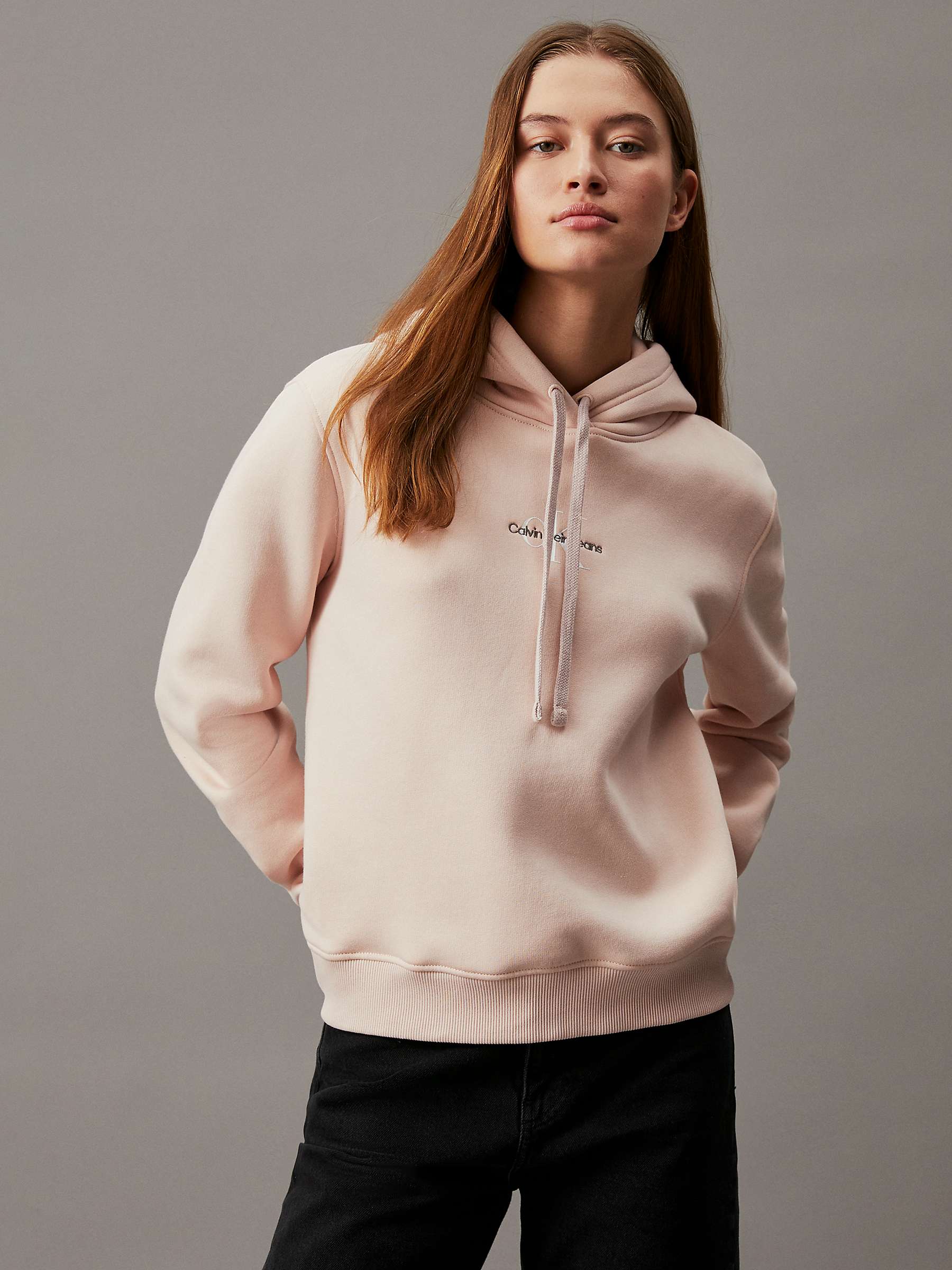 Buy Calvin Klein Logo Hoodie, Sepia Rose Online at johnlewis.com