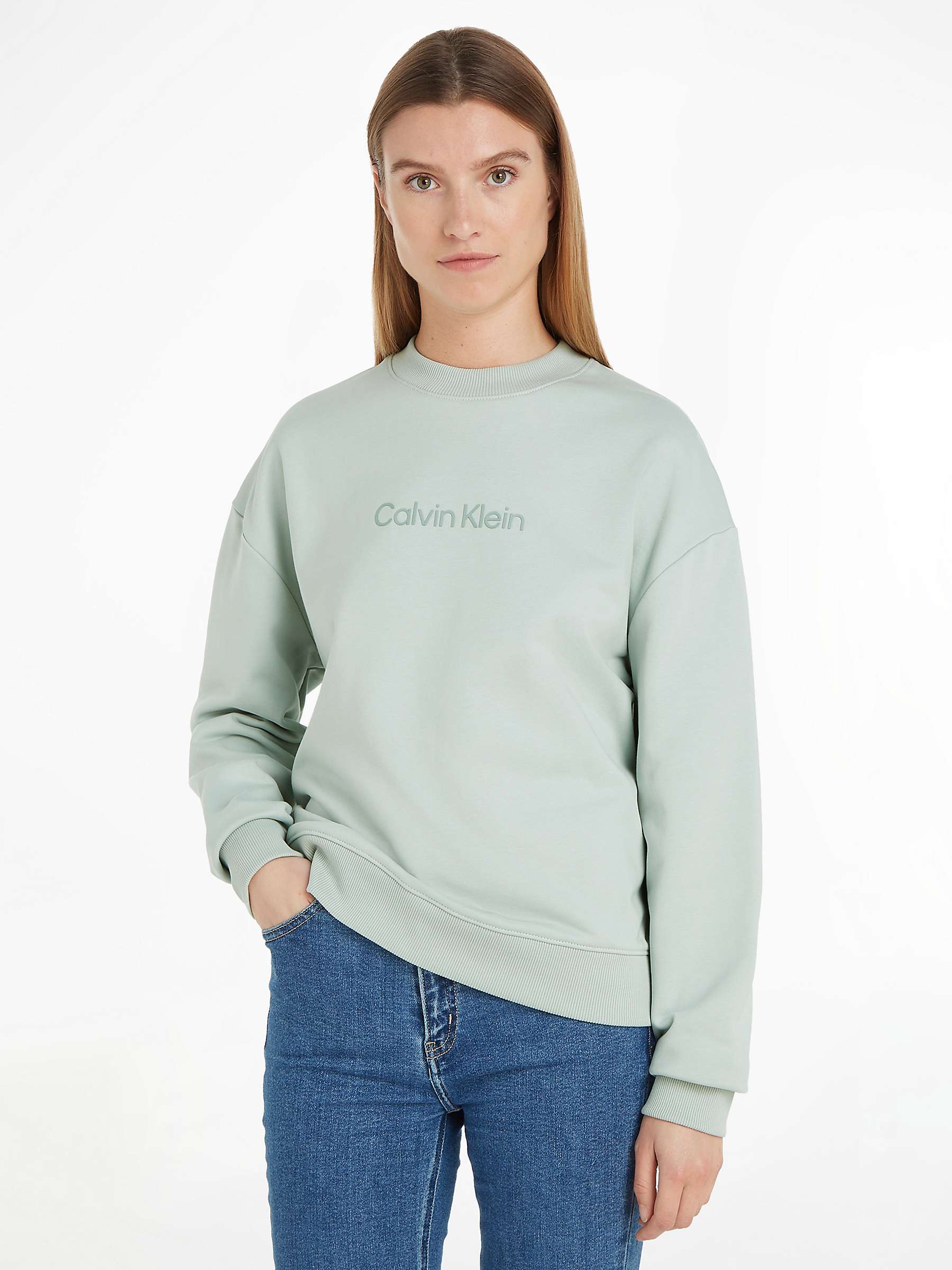 Buy Calvin Klein Logo Sweatshirt, Morning Frost Online at johnlewis.com
