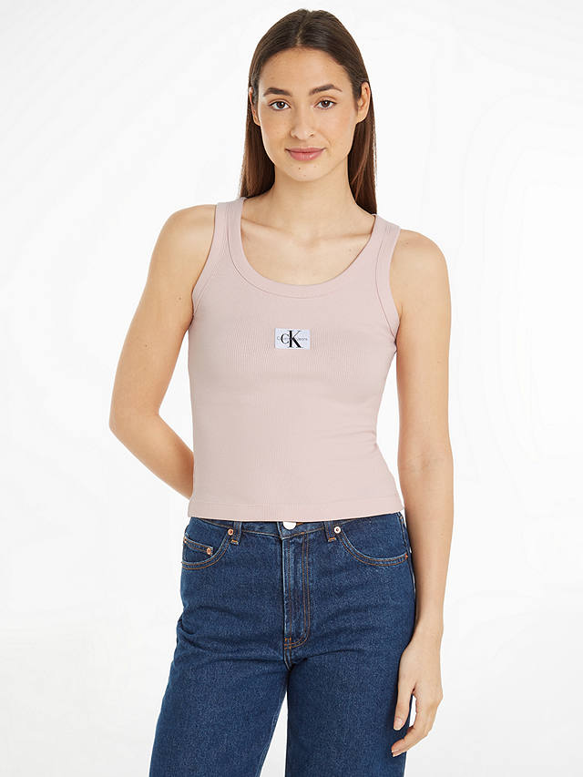 Calvin Klein Label Rib Vest Top, Pink