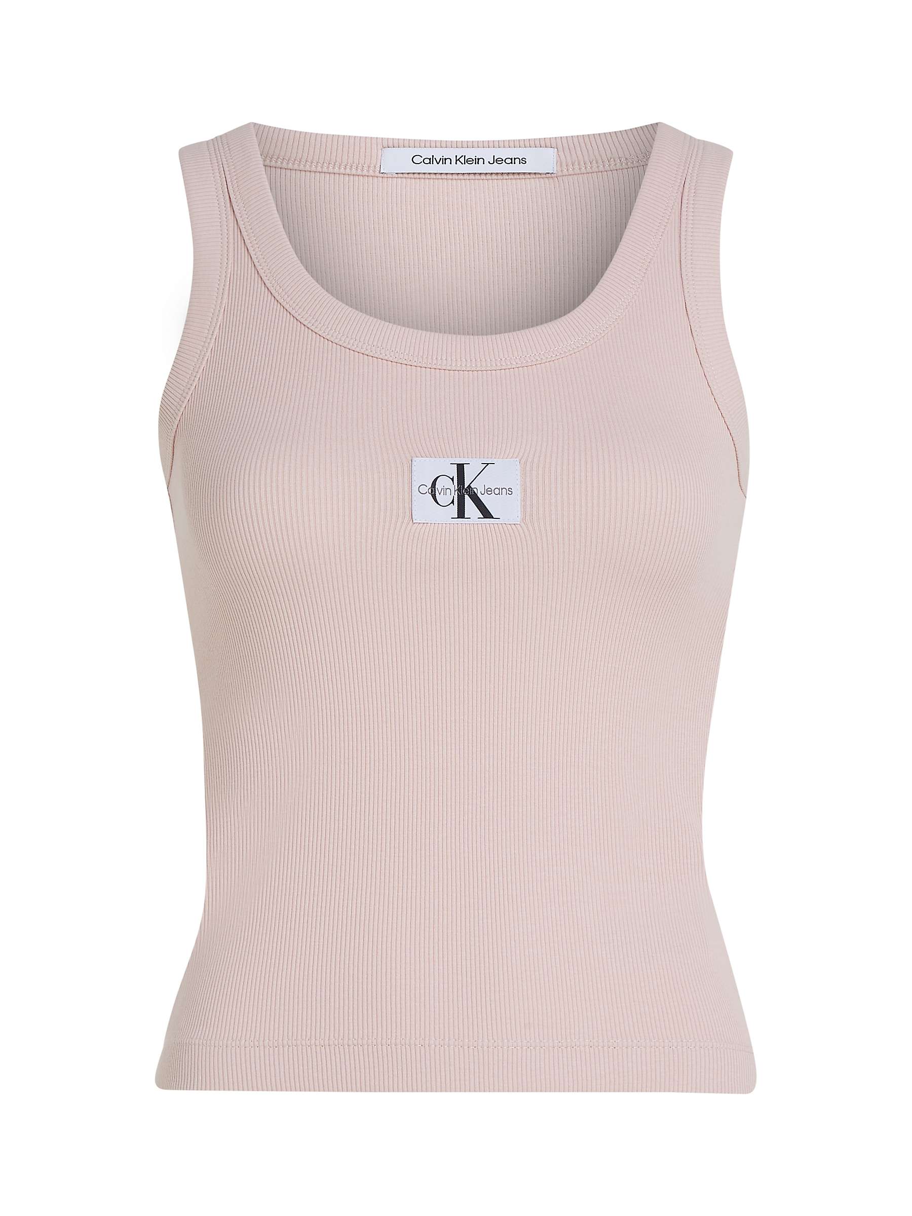 Buy Calvin Klein Label Rib Vest Top, Pink Online at johnlewis.com