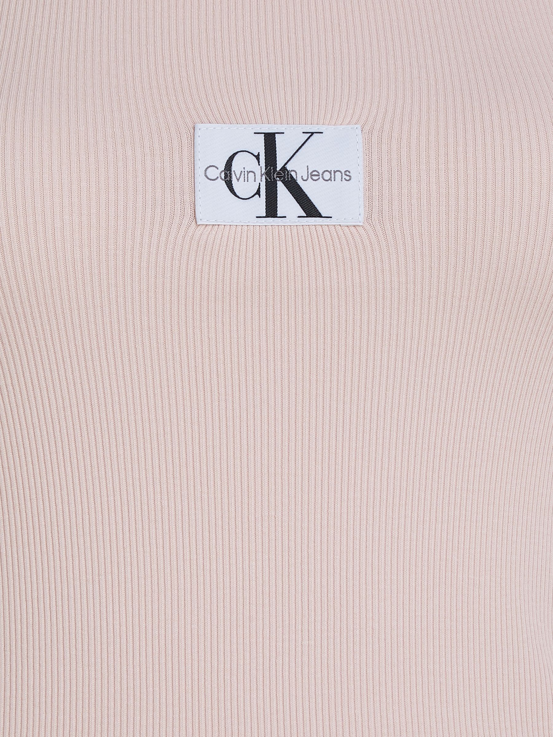 Calvin Klein Label Rib Vest Top, Pink, L