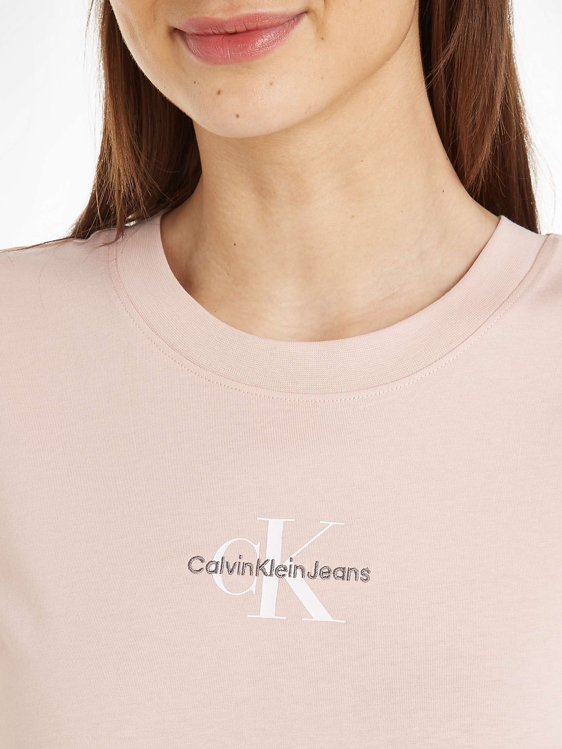 Buy Calvin Klein Cotton Logo Slim T-shirt, Sepia Rose Online at johnlewis.com